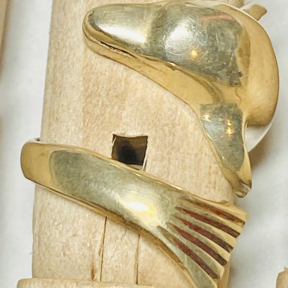 925 Silver Wrap Dolphin Ring Sz 7